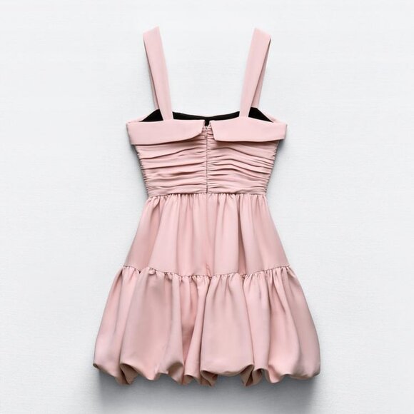 NWT POWDERY LIGHT PINK DRAPED BALLOON MINI DOLL DRESS - Picture 8 of 15